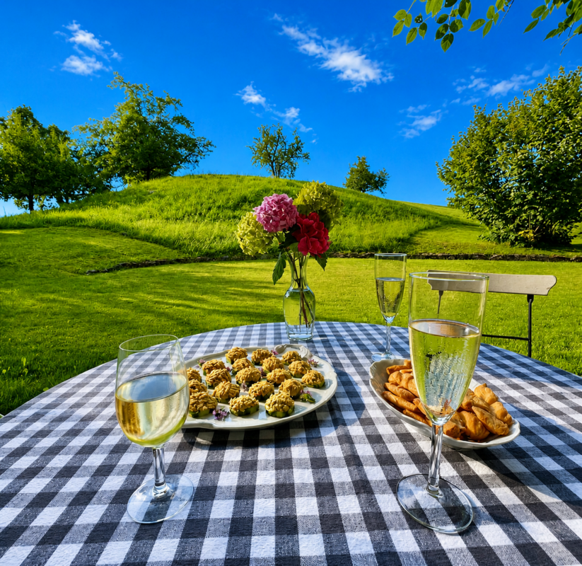 Gedeckte Gartentafel im Grünen