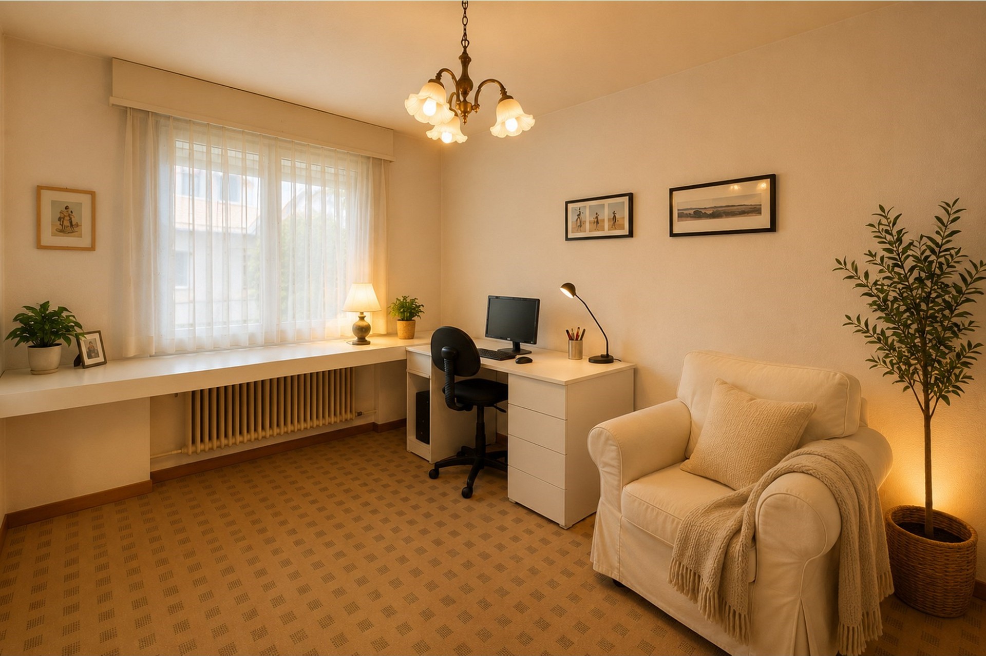 Helles Arbeitszimmer mit Sitzbereich