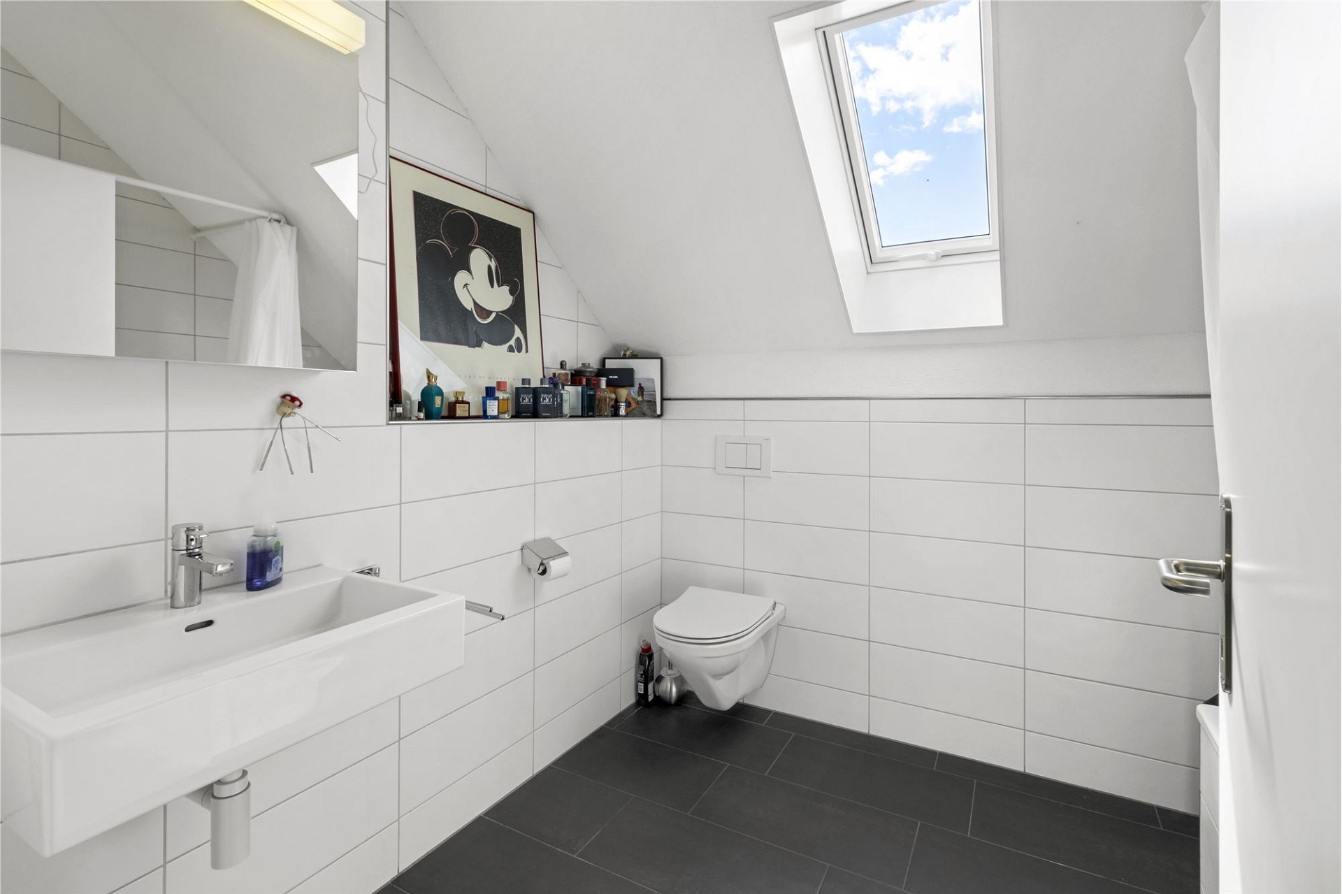 Helles Gäste-WC mit Dachfenster