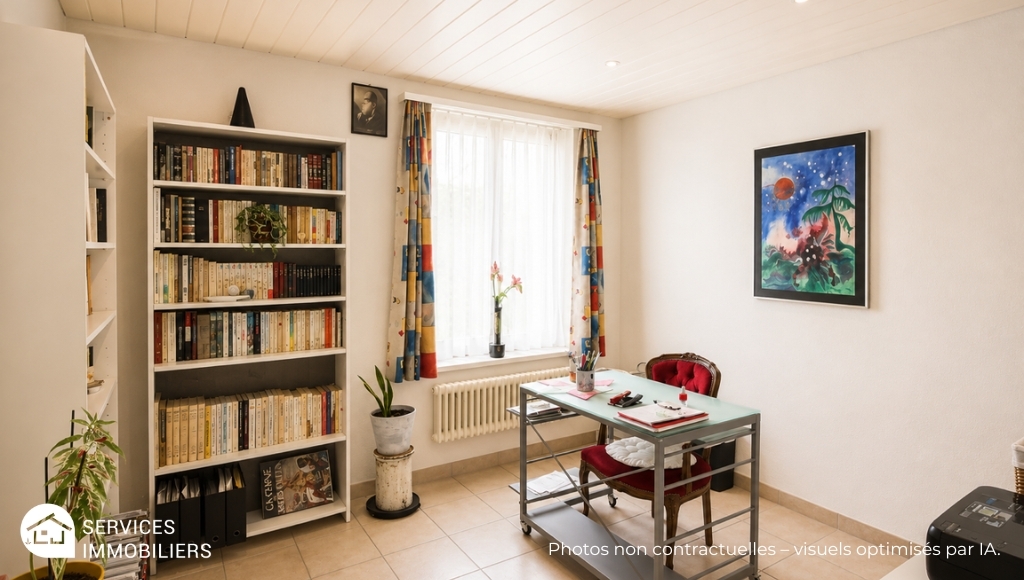Kleines Arbeitszimmer mit Bücherregal