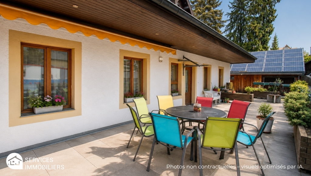 Terrasse mit Sitzgruppe vor dem Haus