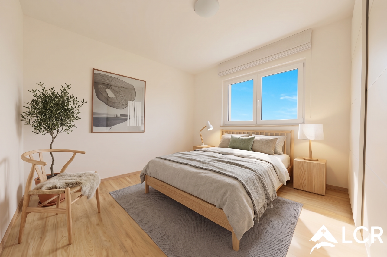 Helles Schlafzimmer mit minimalistischer Einrichtung