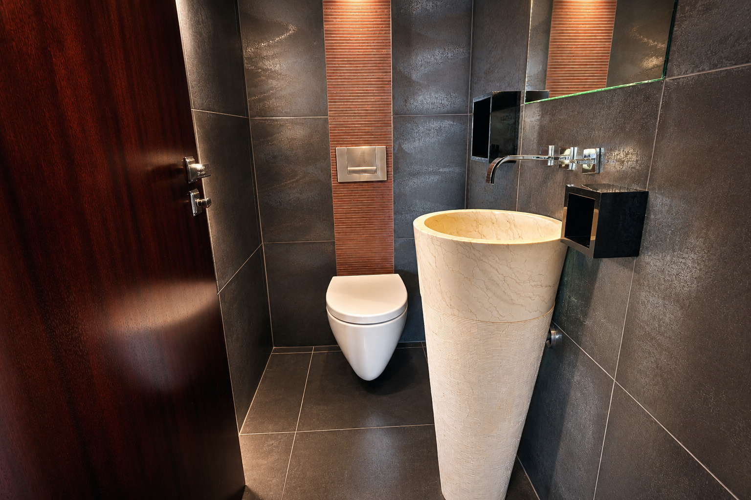 Modernes Gäste-WC mit Designer-Waschbecken