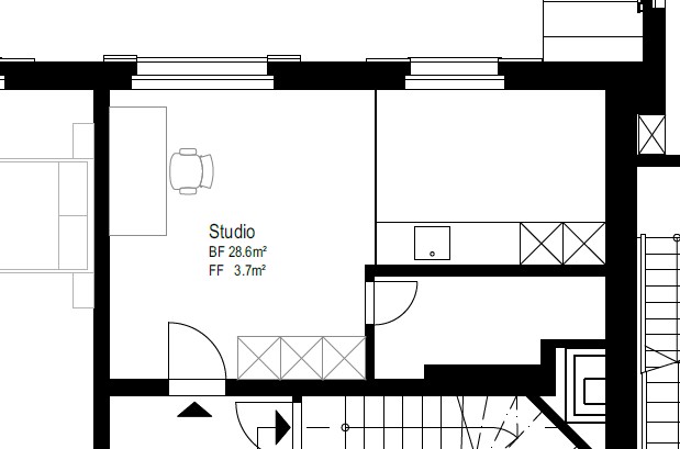 Grundriss eines Studios