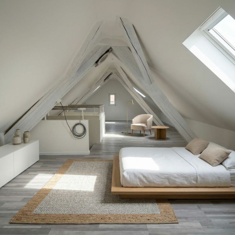 Dachgeschoss-Schlafzimmer mit Galerie