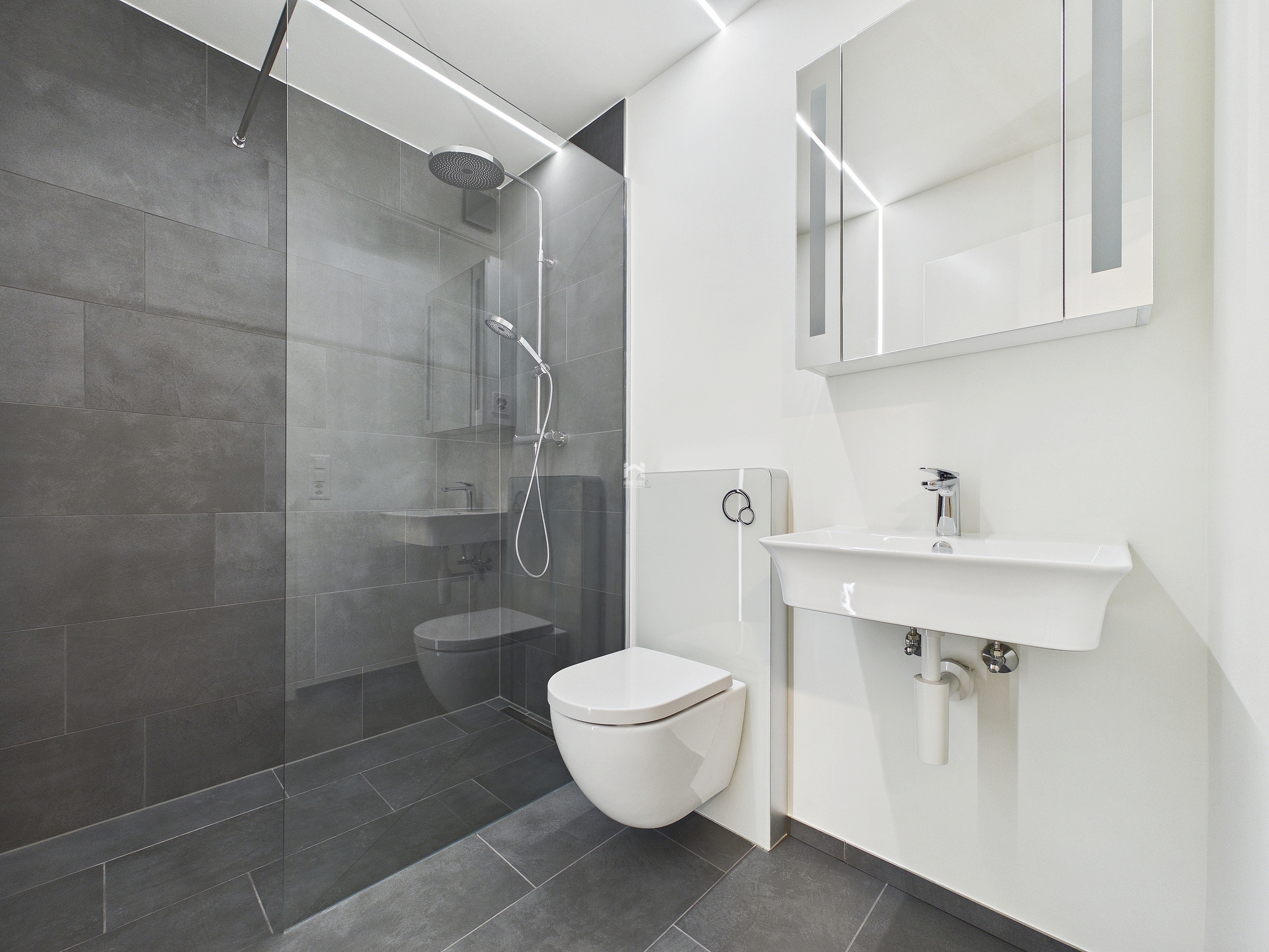 Modernes Gäste-WC mit Dusche