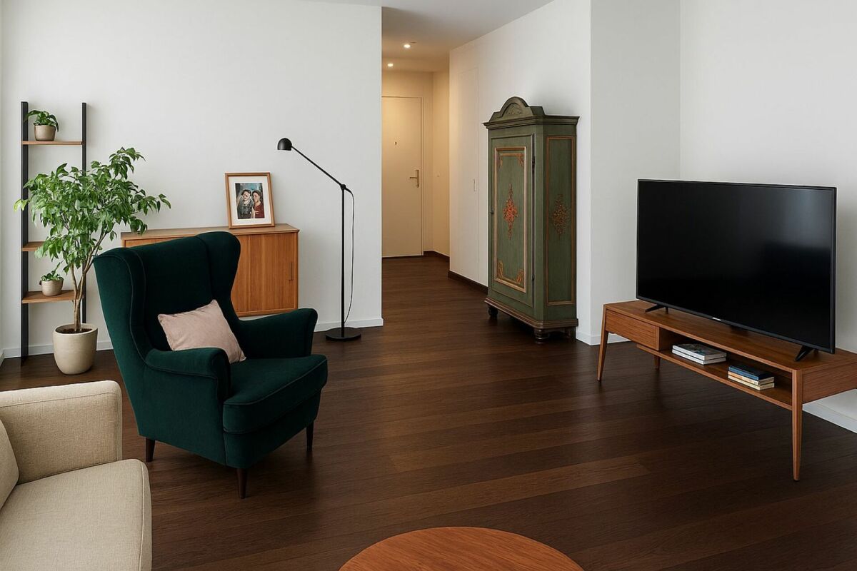 Wohnzimmer mit Möbeln und TV