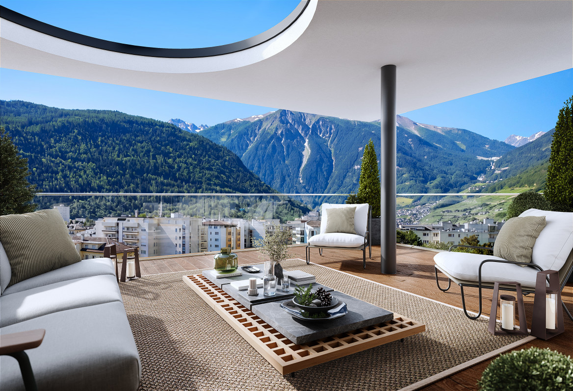 Luxuriöse Dachterrasse mit Bergpanorama