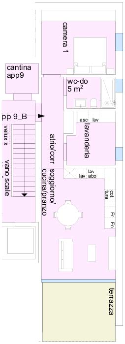 Grundriss einer Wohnung mit Terrasse