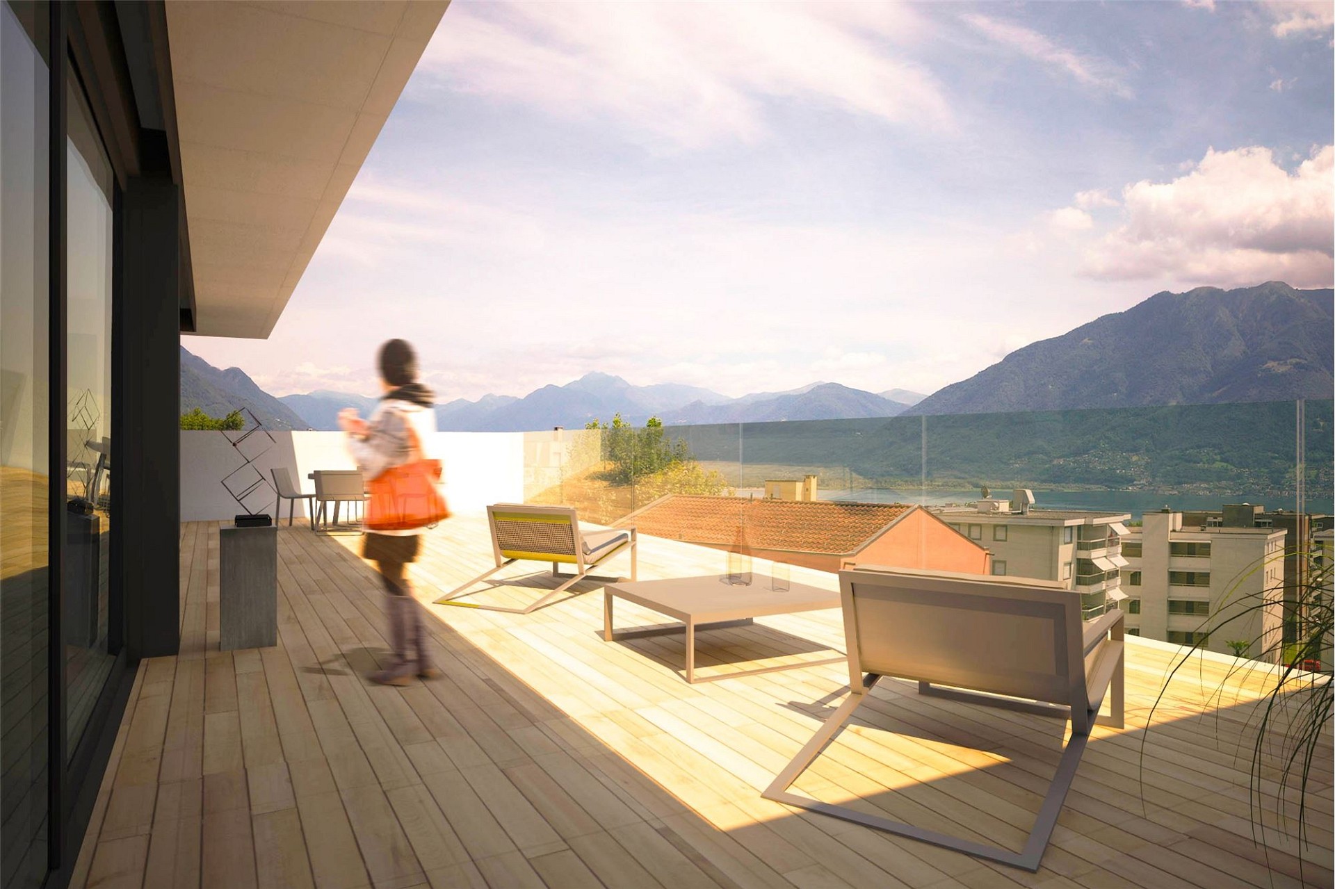 Dachterrasse mit Bergblick