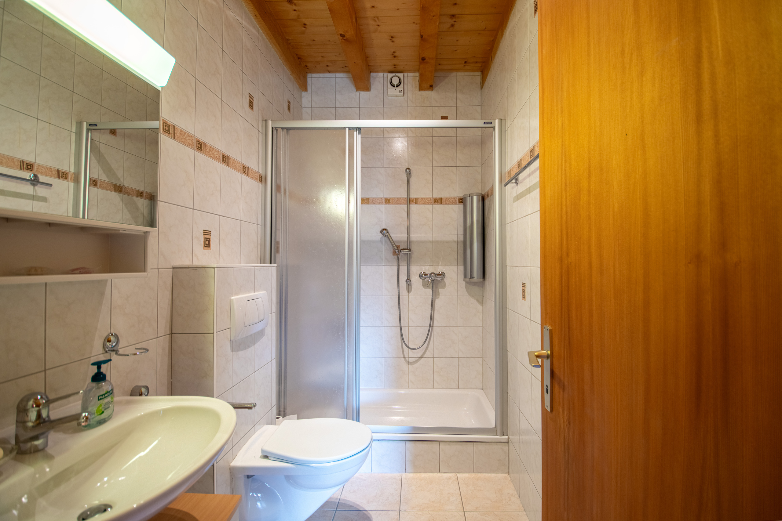 Kleines Badezimmer mit Dusche und WC