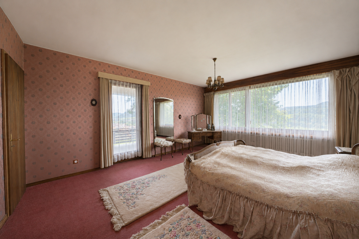 Schlafzimmer mit Vintage-Einrichtung