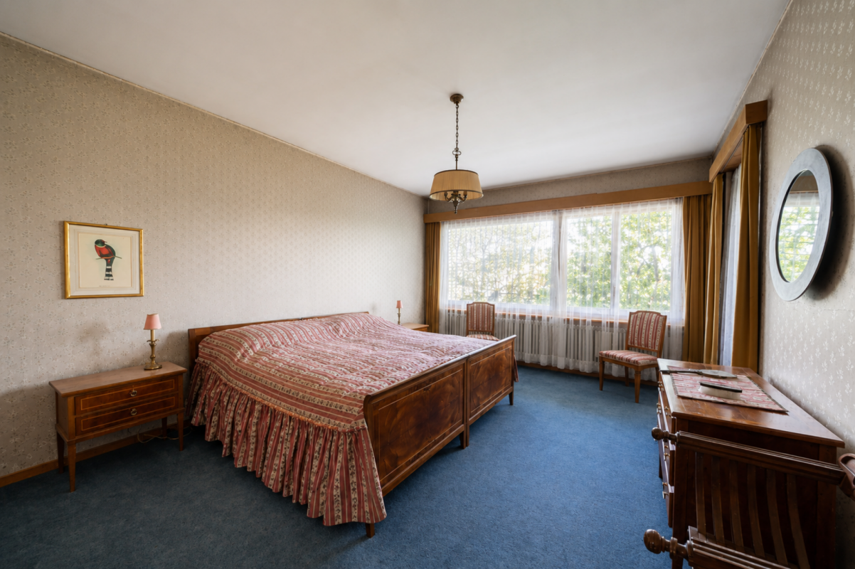 Schlafzimmer mit Vintage-Mobiliar