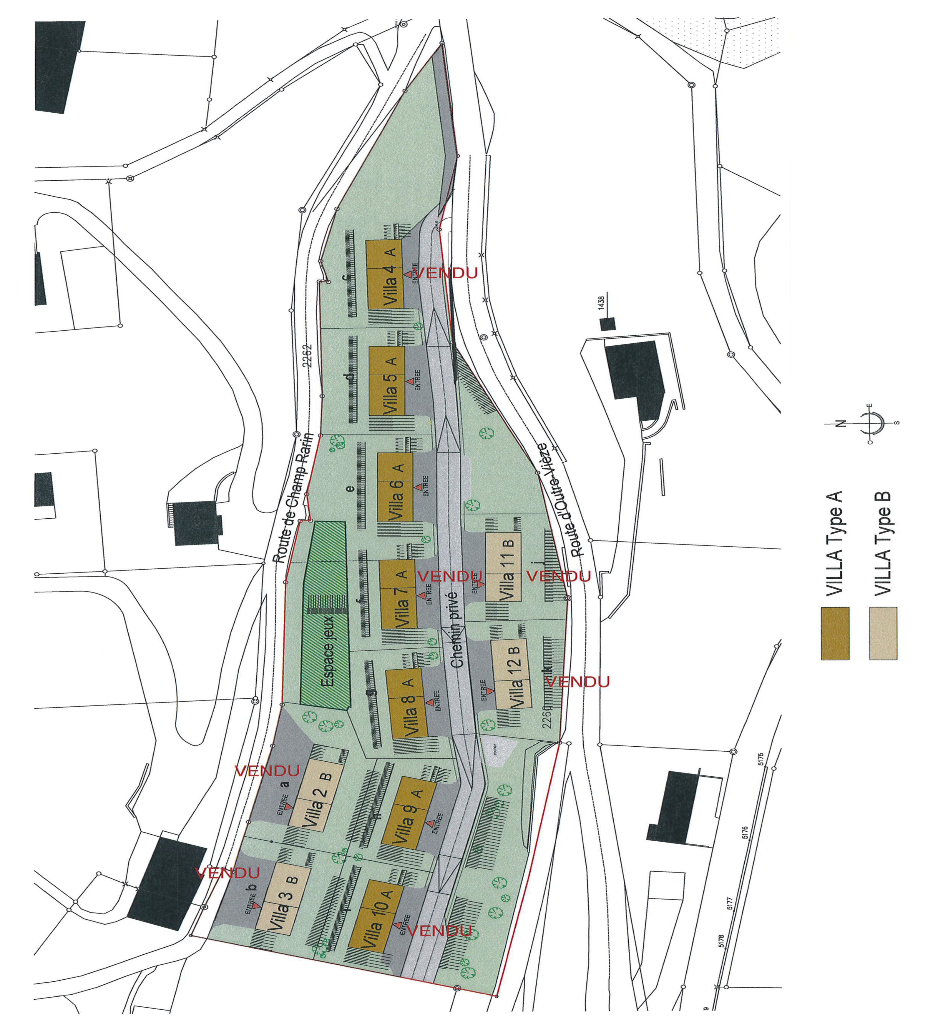 Lageplan einer Villenanlage