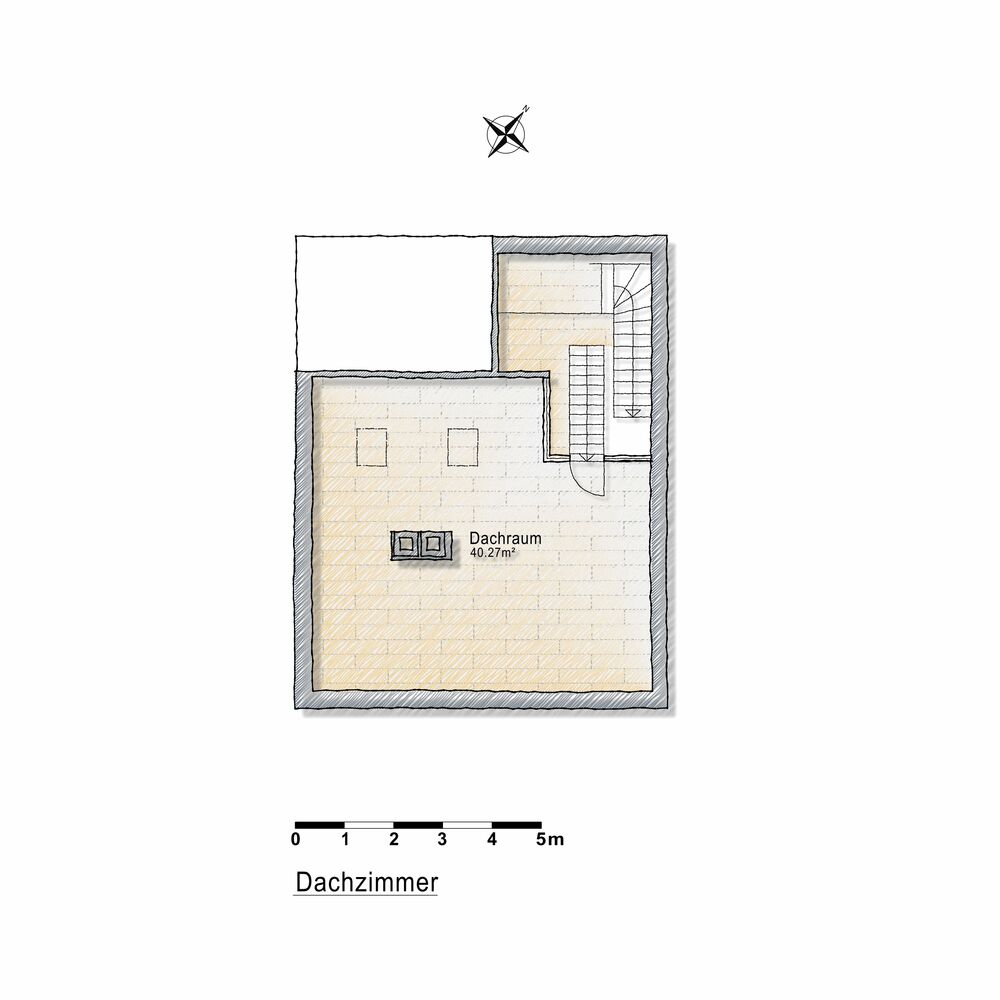 Dachzimmer-Grundriss