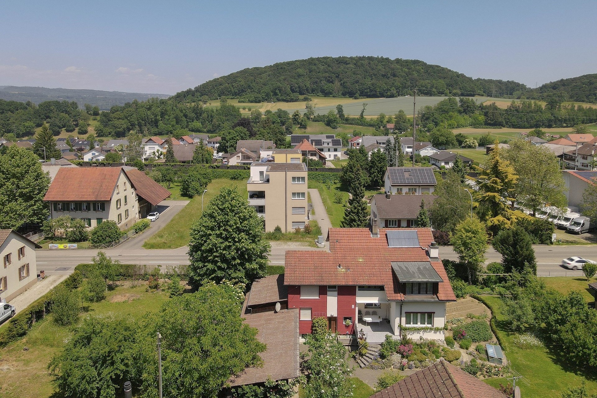 Luftaufnahme eines Wohngebiets