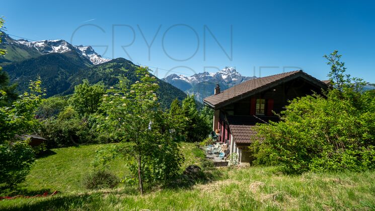 Alpenhaus mit Bergblick