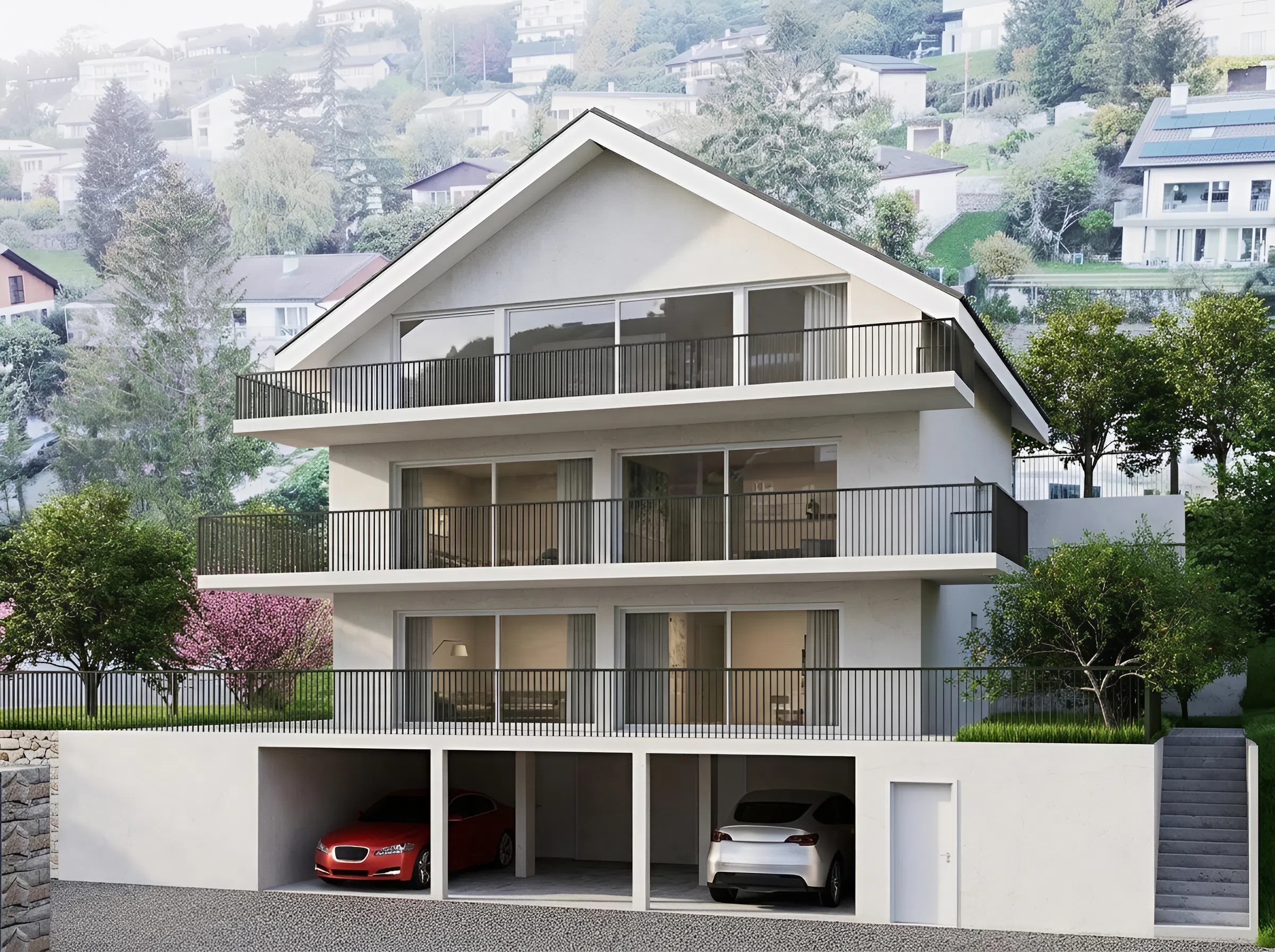 Modernes Mehrfamilienhaus mit Hanglage