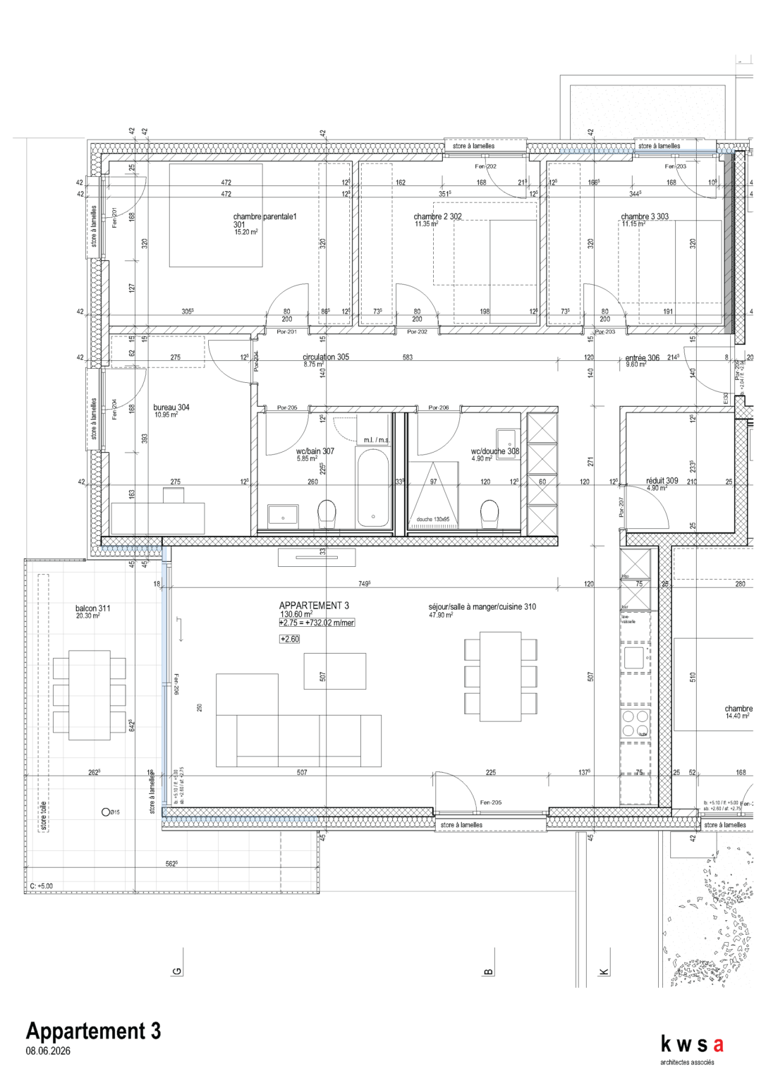 Wohnungsgrundriss einer Wohnung mit Balkon