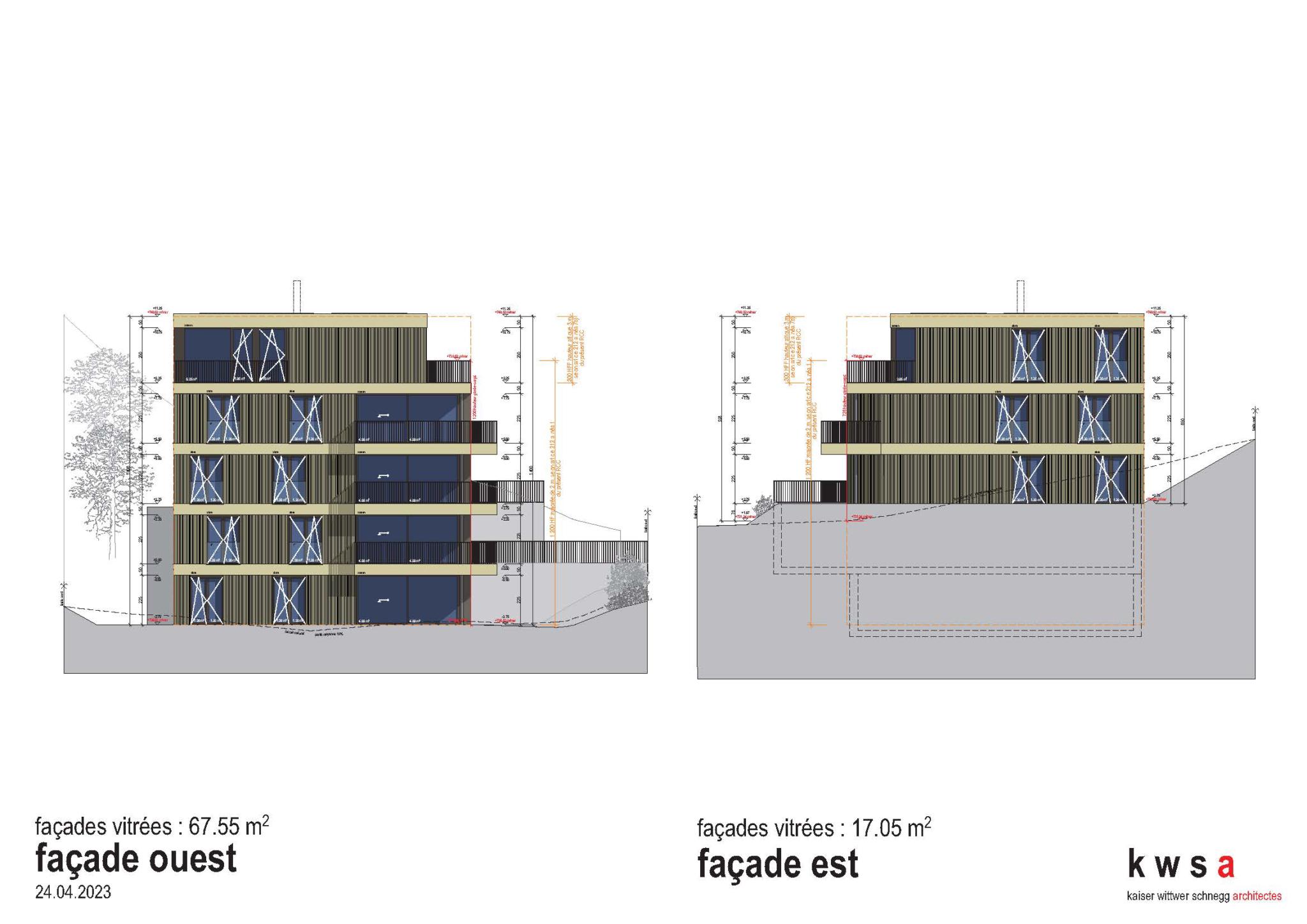 Architekturdarstellung zweier Fassadenansichten