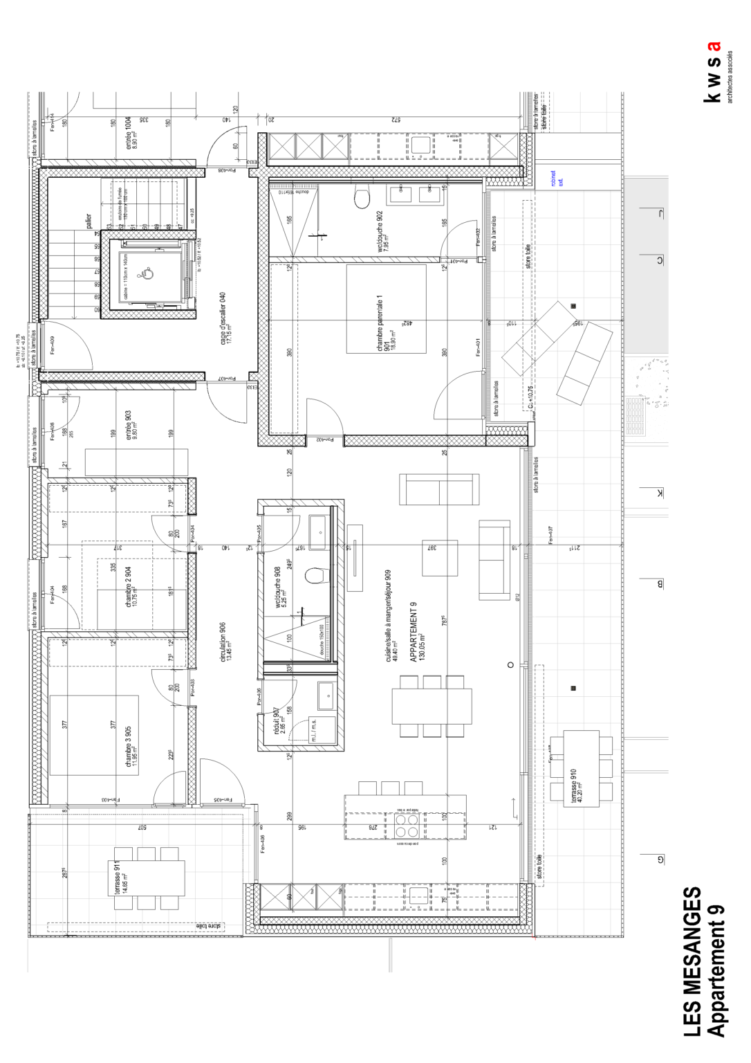Grundriss einer Wohnung mit Terrasse