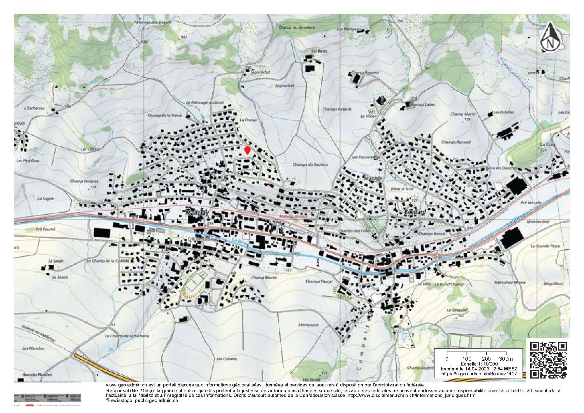 Topografische Kartenansicht mit markiertem Standort