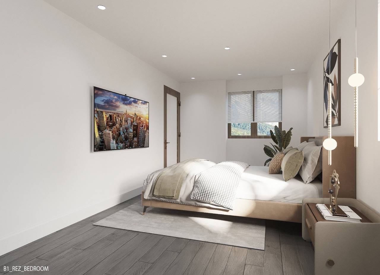 Helles Schlafzimmer mit minimalistischer Einrichtung
