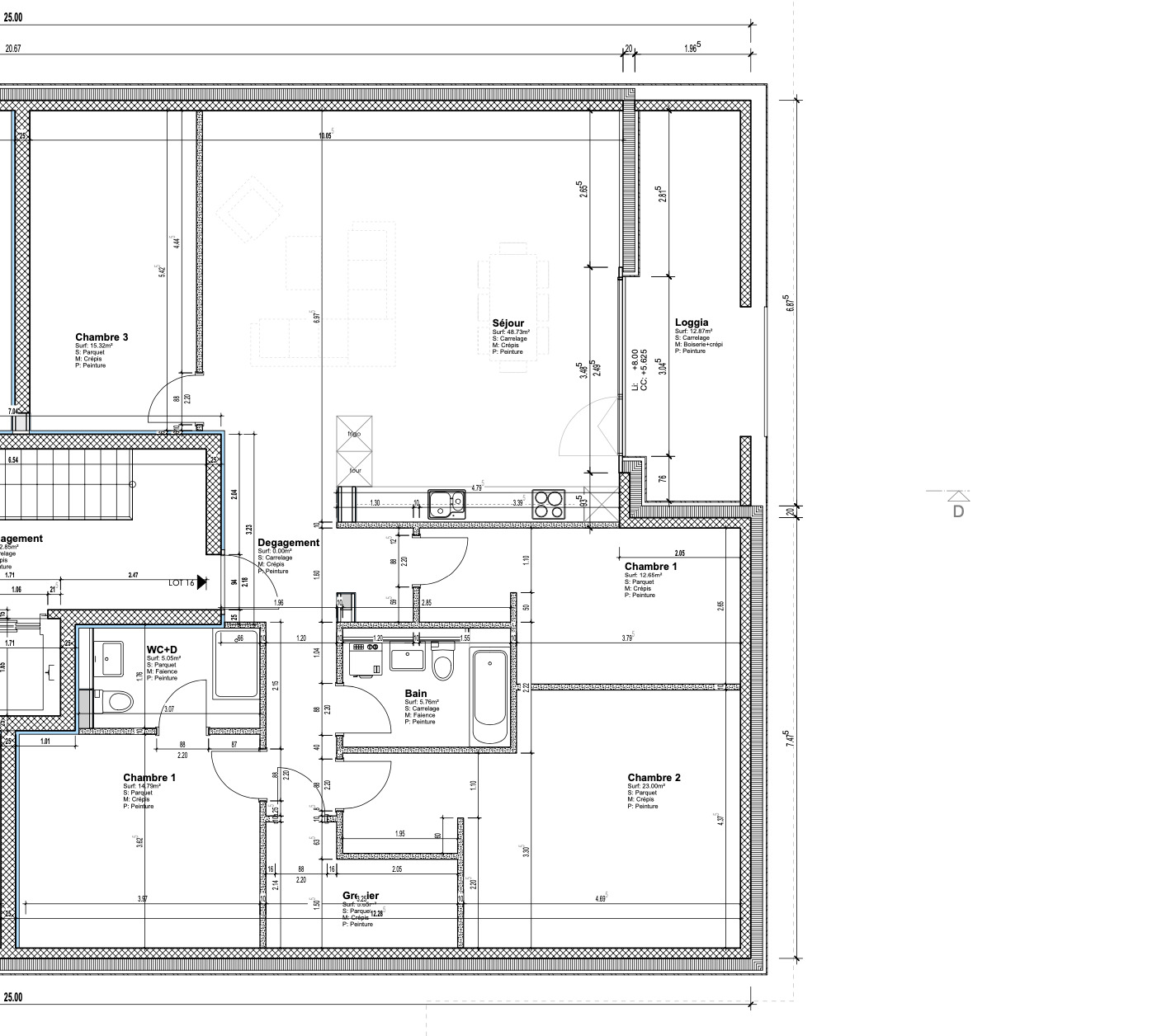 Grundriss einer Wohnung mit mehreren Zimmern