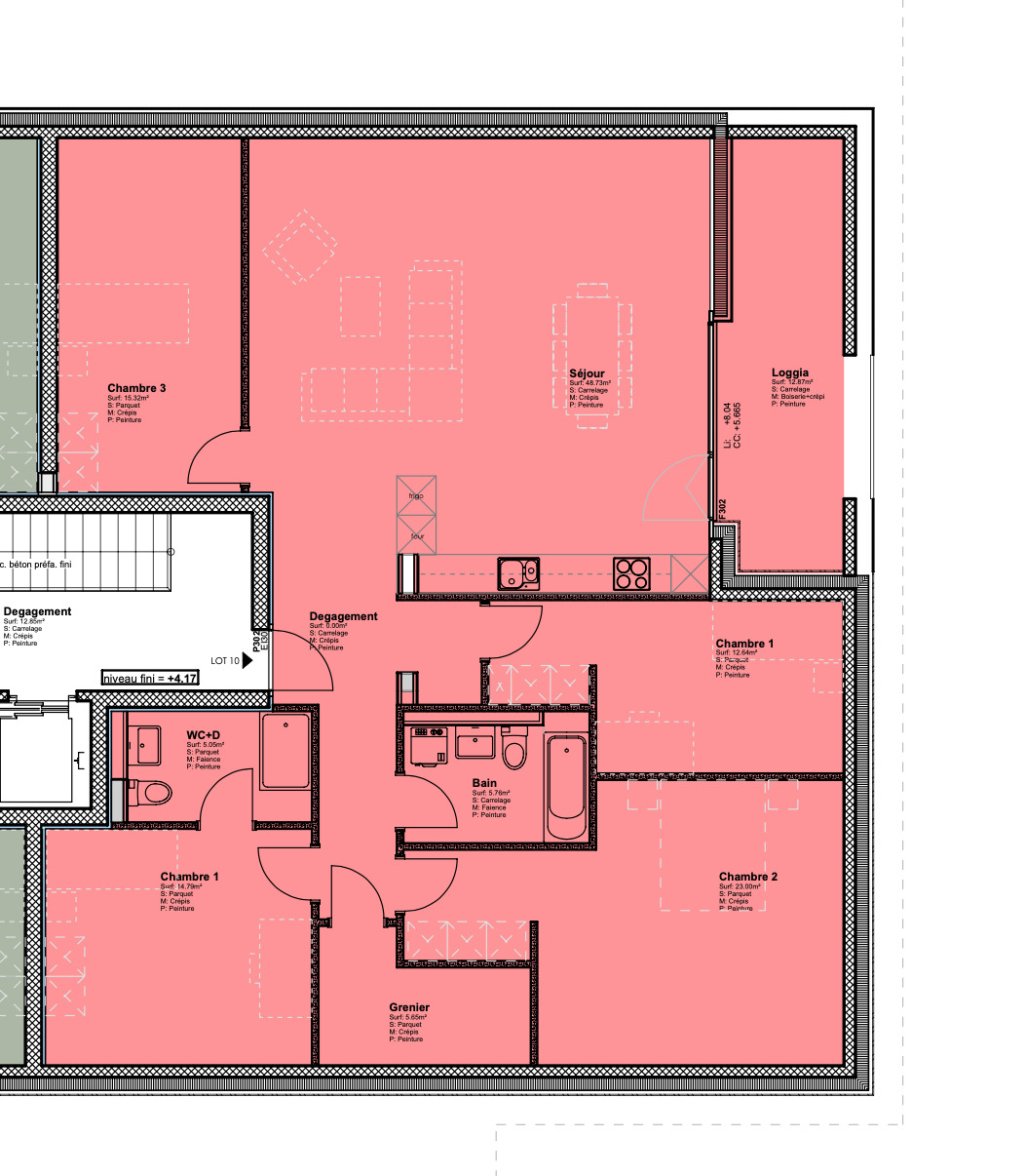 Grundriss einer Wohnung mit mehreren Zimmern