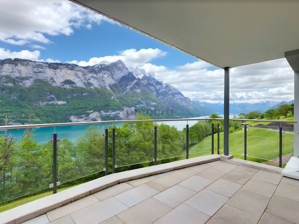 Balkon mit Alpenblick