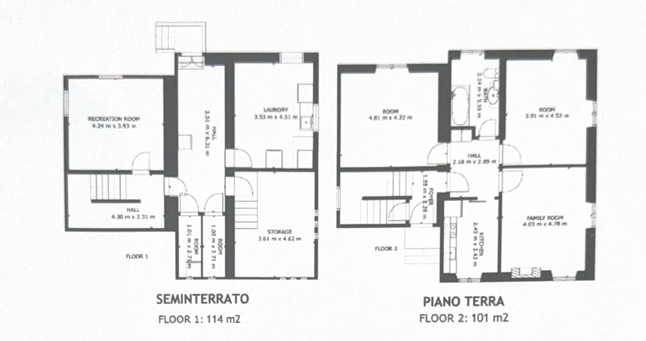 Grundriss eines Hauses mit zwei Ebenen