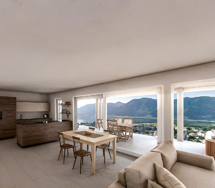Offener Wohn- und Essbereich mit Panoramablick