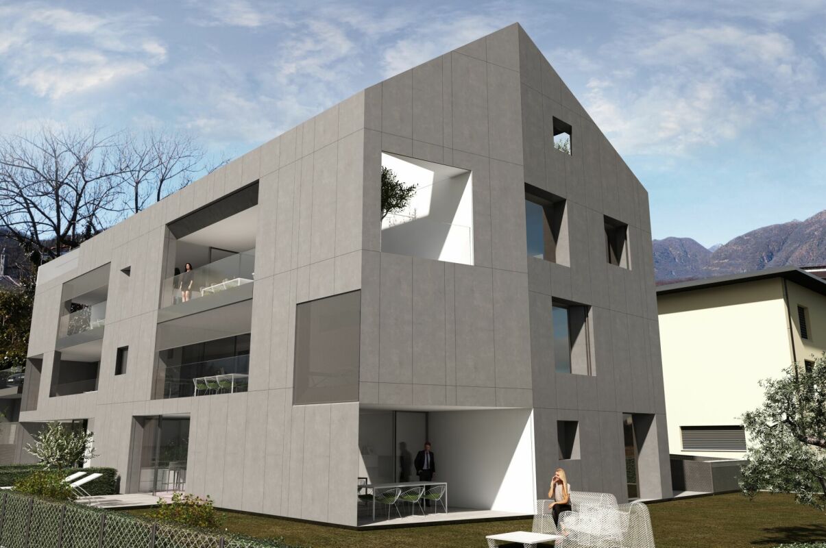 Modernes Mehrfamilienhaus mit großen Loggien