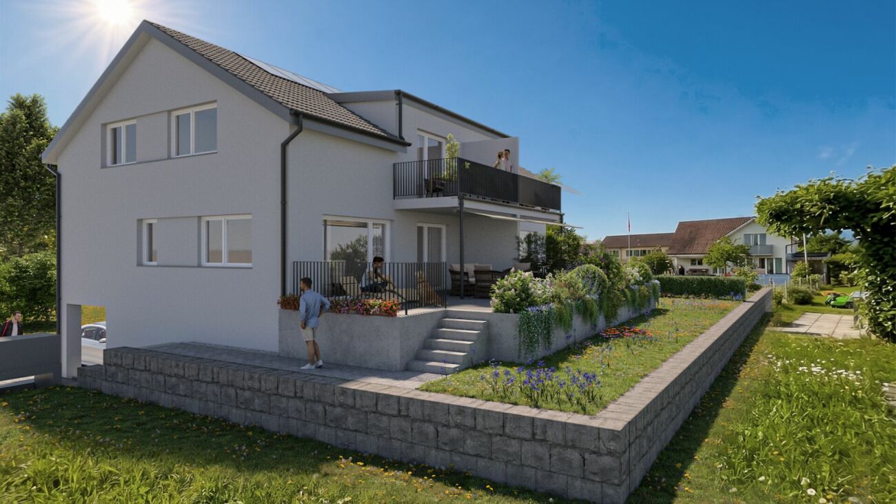 Modernes Einfamilienhaus mit Garten und Balkon