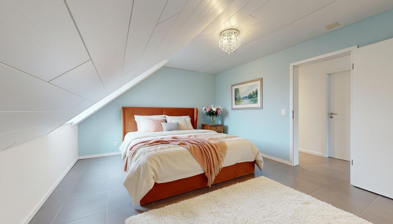 Dachgeschoss-Schlafzimmer mit Sprossendachschräge