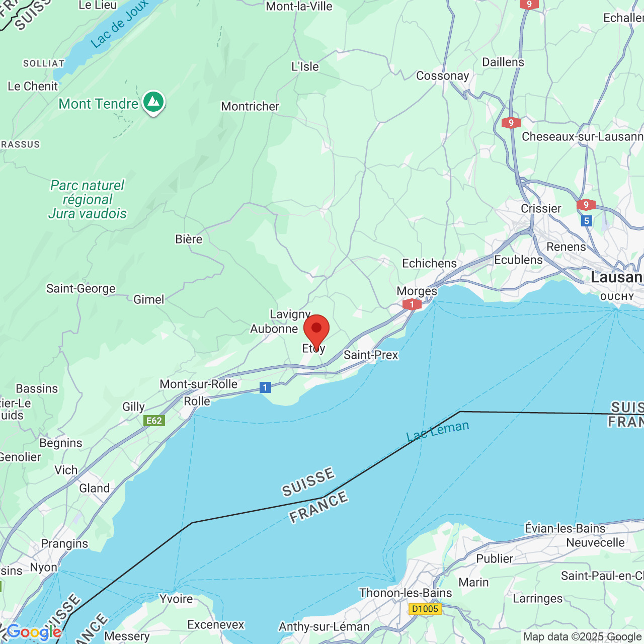 Kartenansicht der Region um den Genfersee
