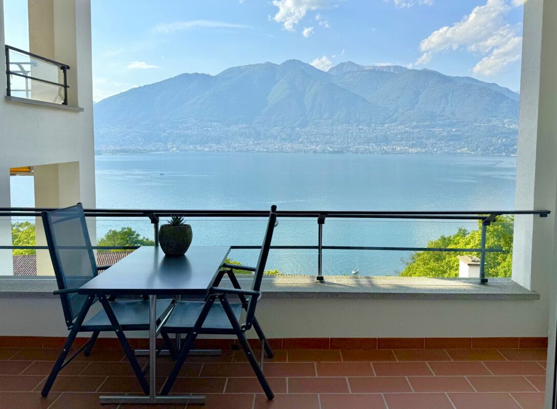 Balkon mit Seeblick und Bergpanorama