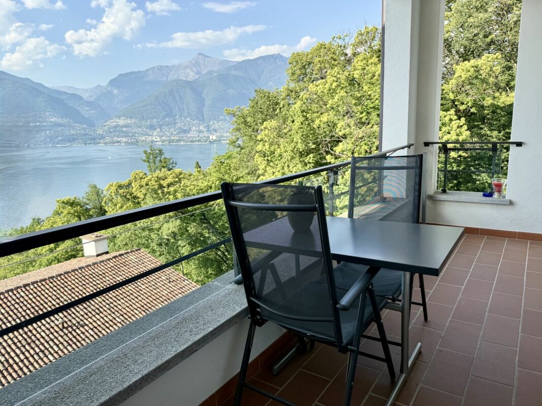 Balkon mit Seeblick und Bergpanorama