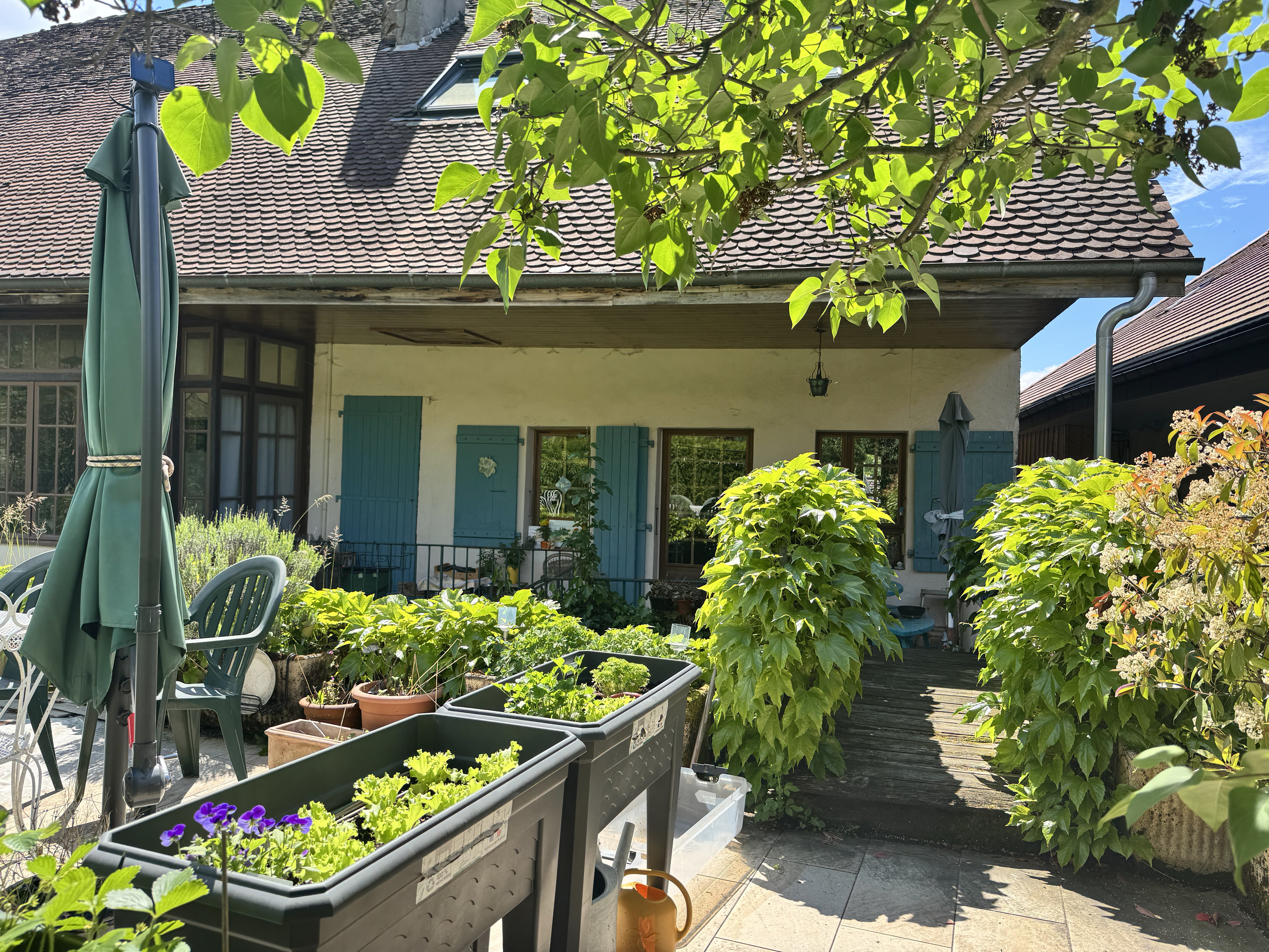 Gemütlicher Garten- und Terrassenbereich an einem Landhaus