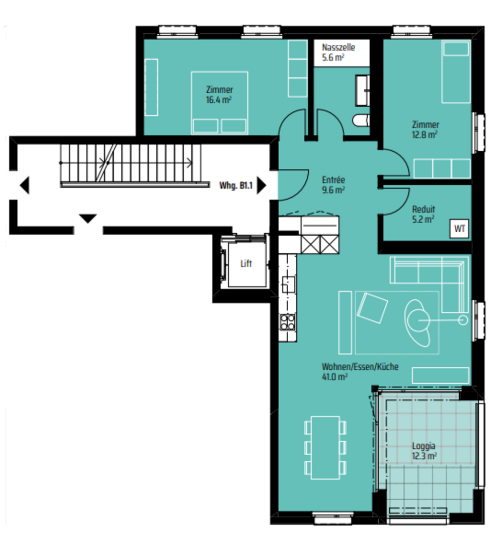 Wohnungsgrundriss mit Loggia