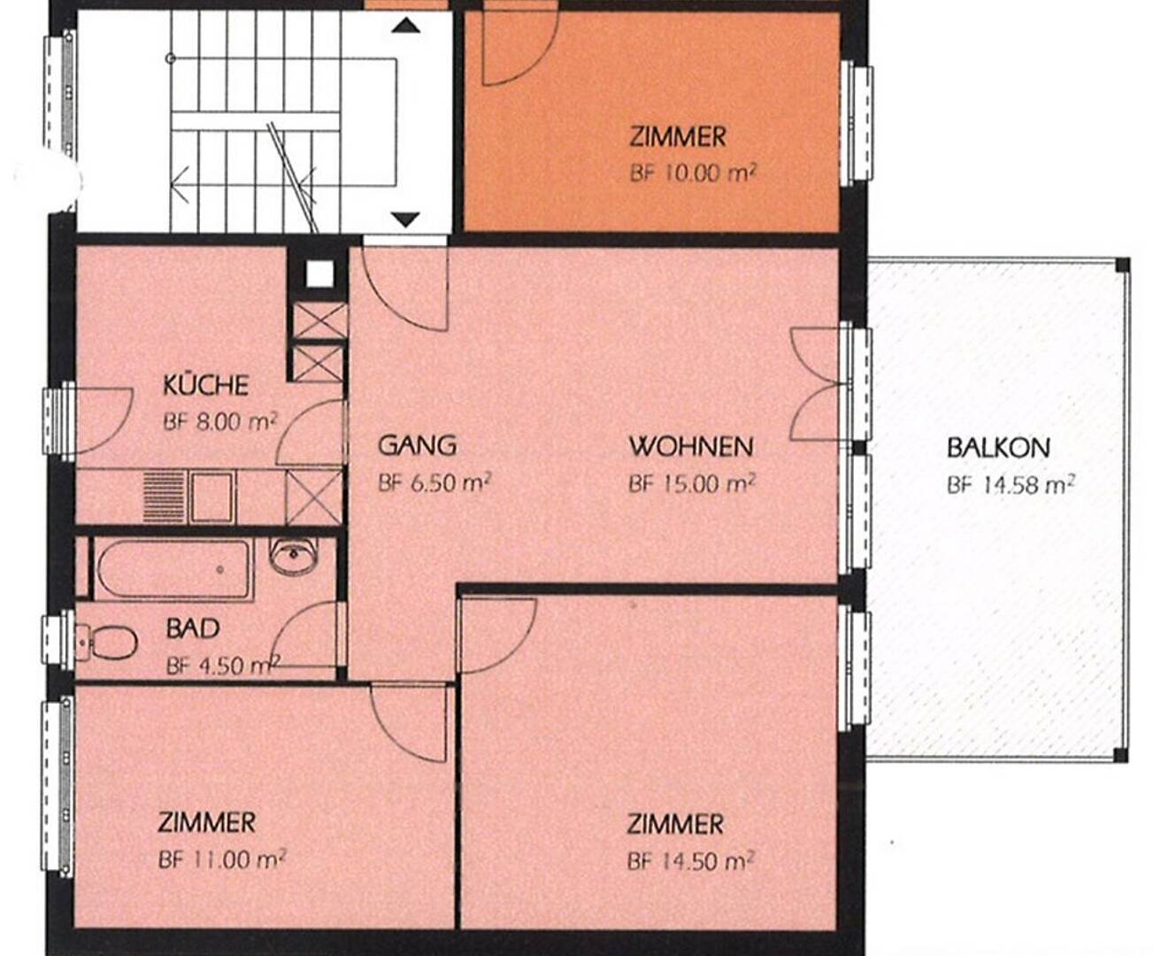 Grundriss einer Wohnung mit Balkon