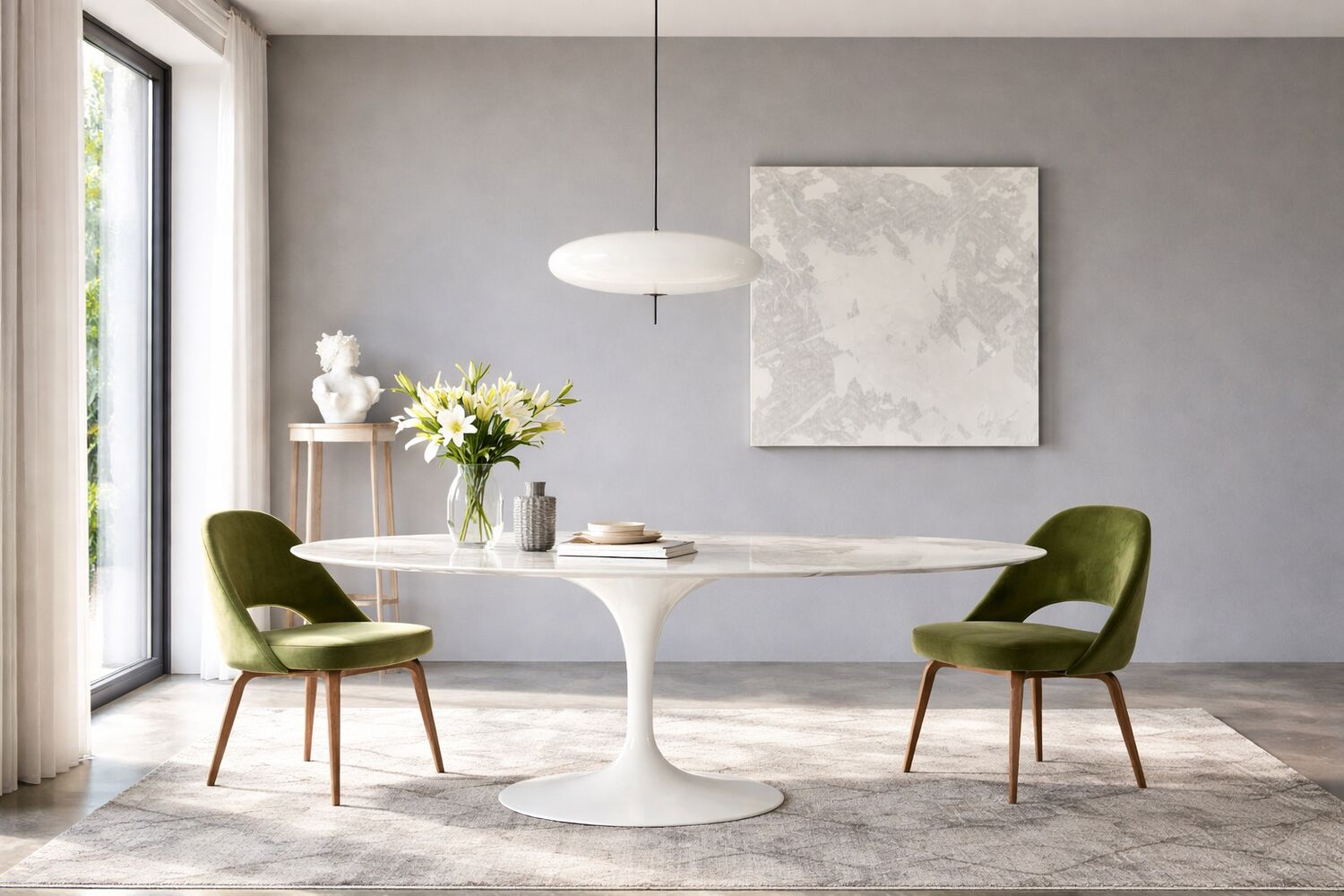 Heller Essbereich mit Designmöbeln