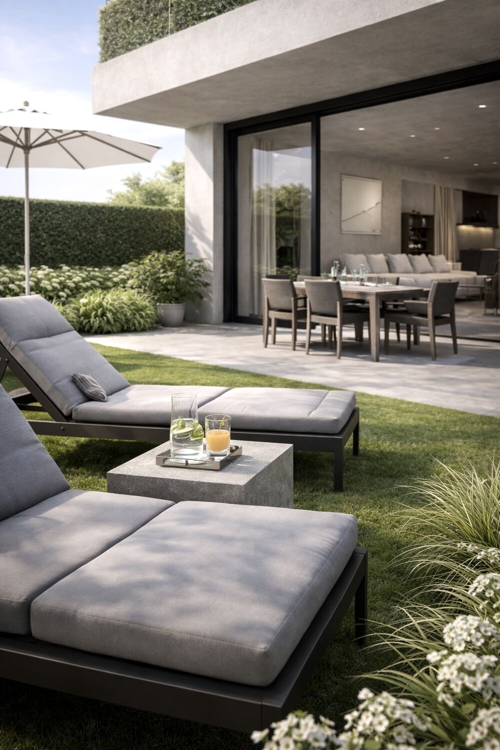 Moderne Terrasse mit Gartenlounge