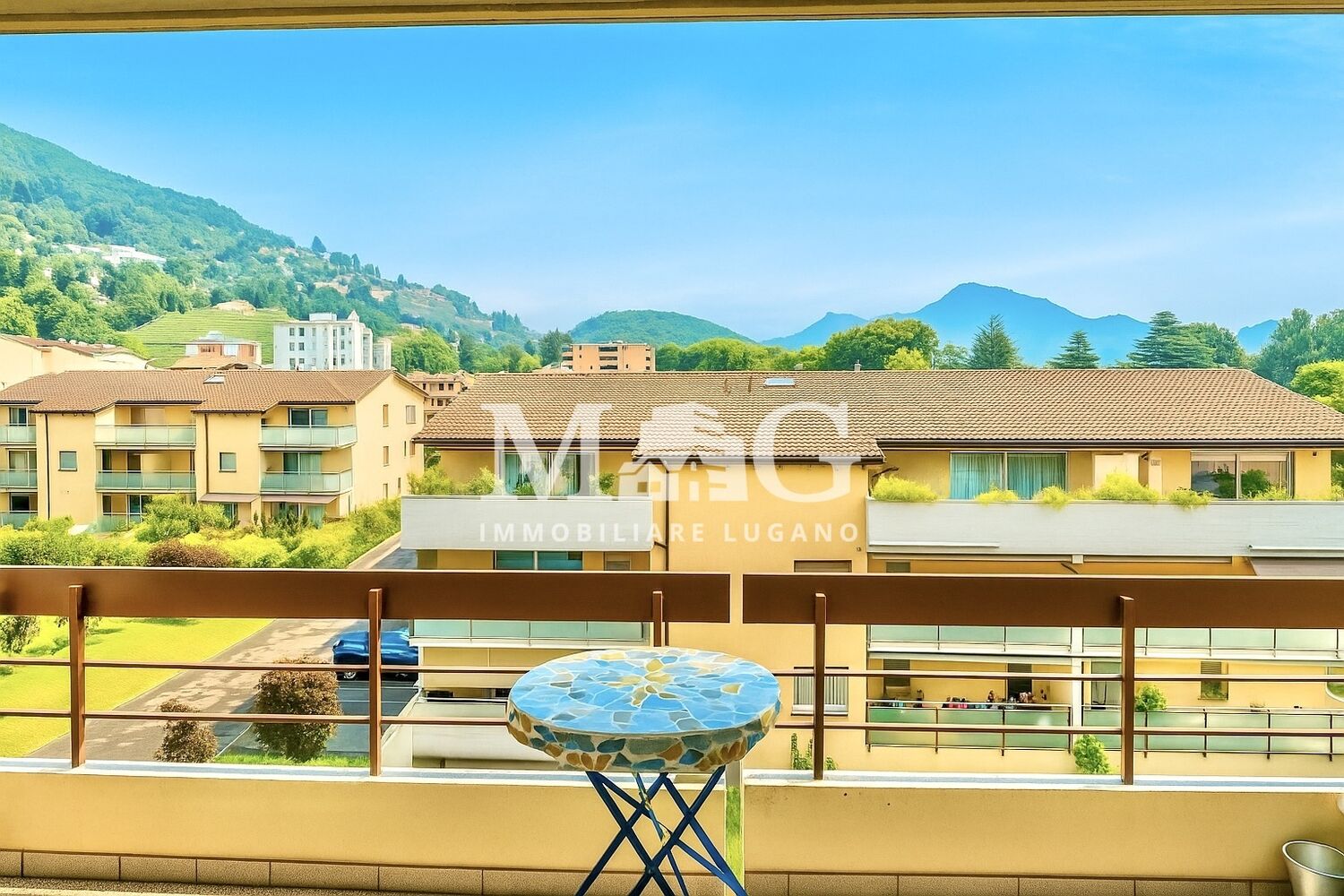 Balkon mit Bergblick