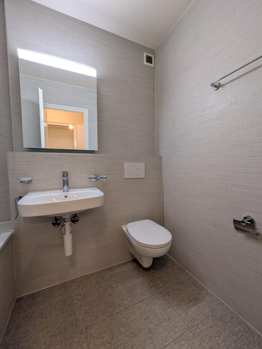 Gäste-WC mit Wand-WC und Waschbecken