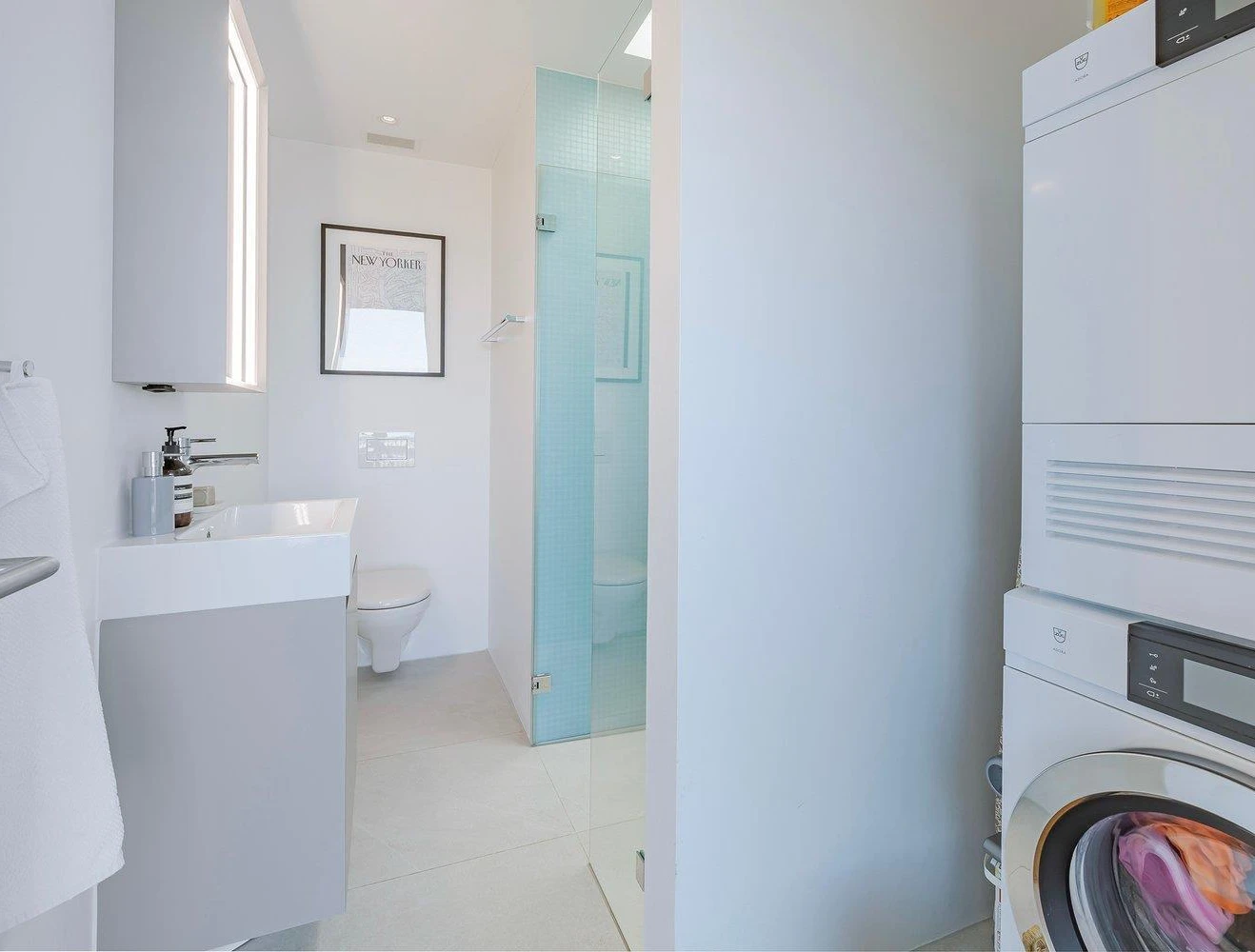 Kleines modernes Badezimmer mit Hauswirtschaftsbereich