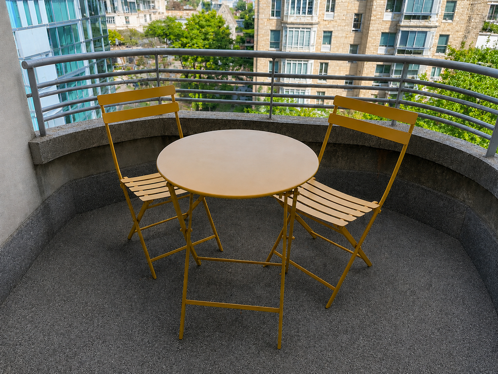 Balkon mit Tisch und Stühlen