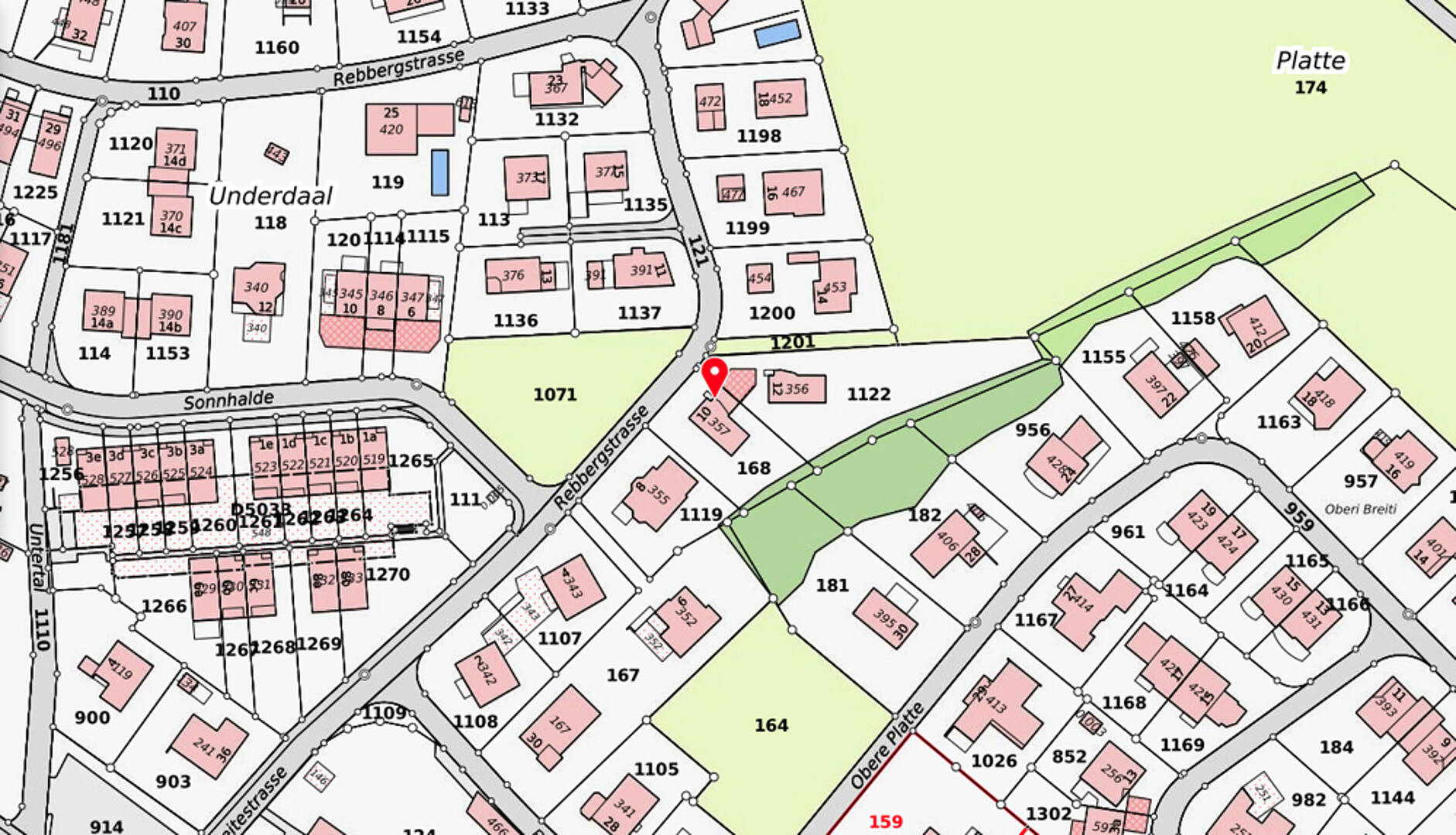 Lageplan mit markierter Parzelle