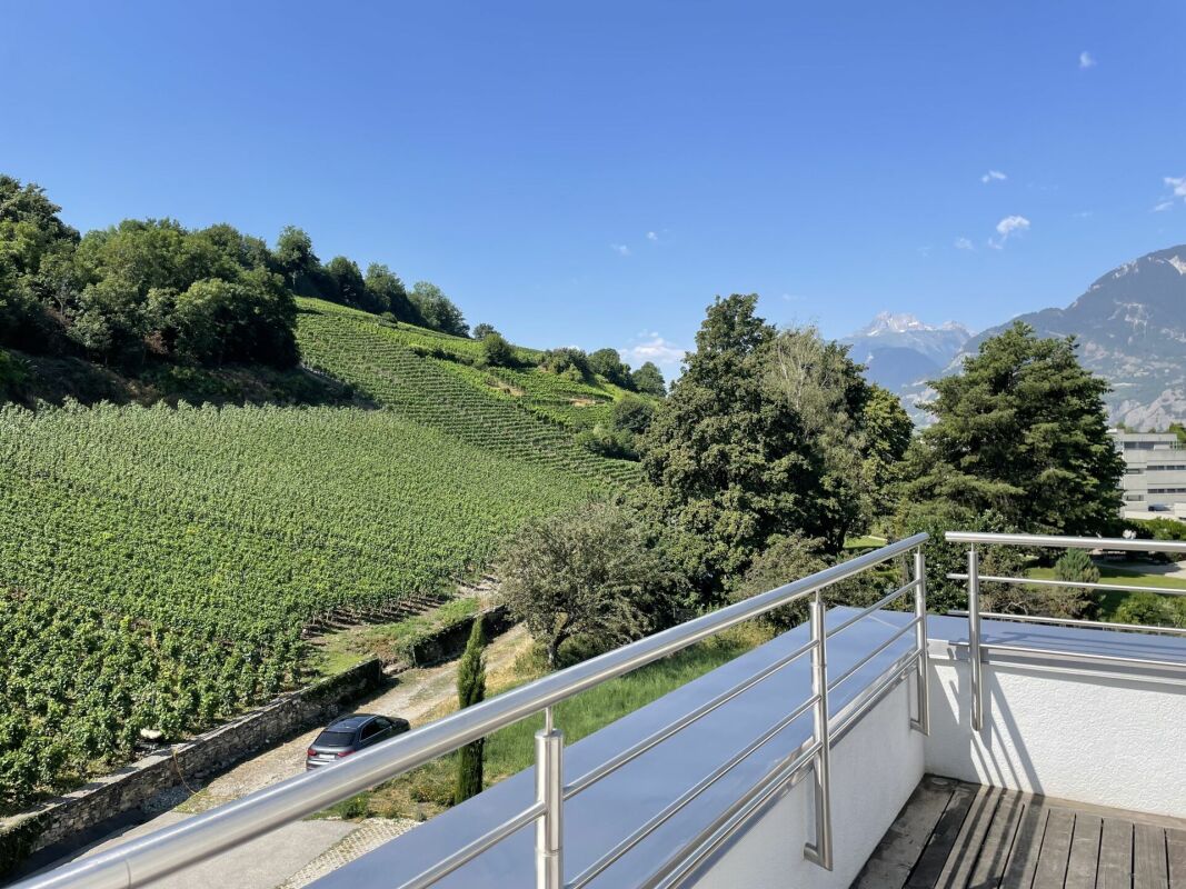 Balkon mit Berg- und Weinbergblick