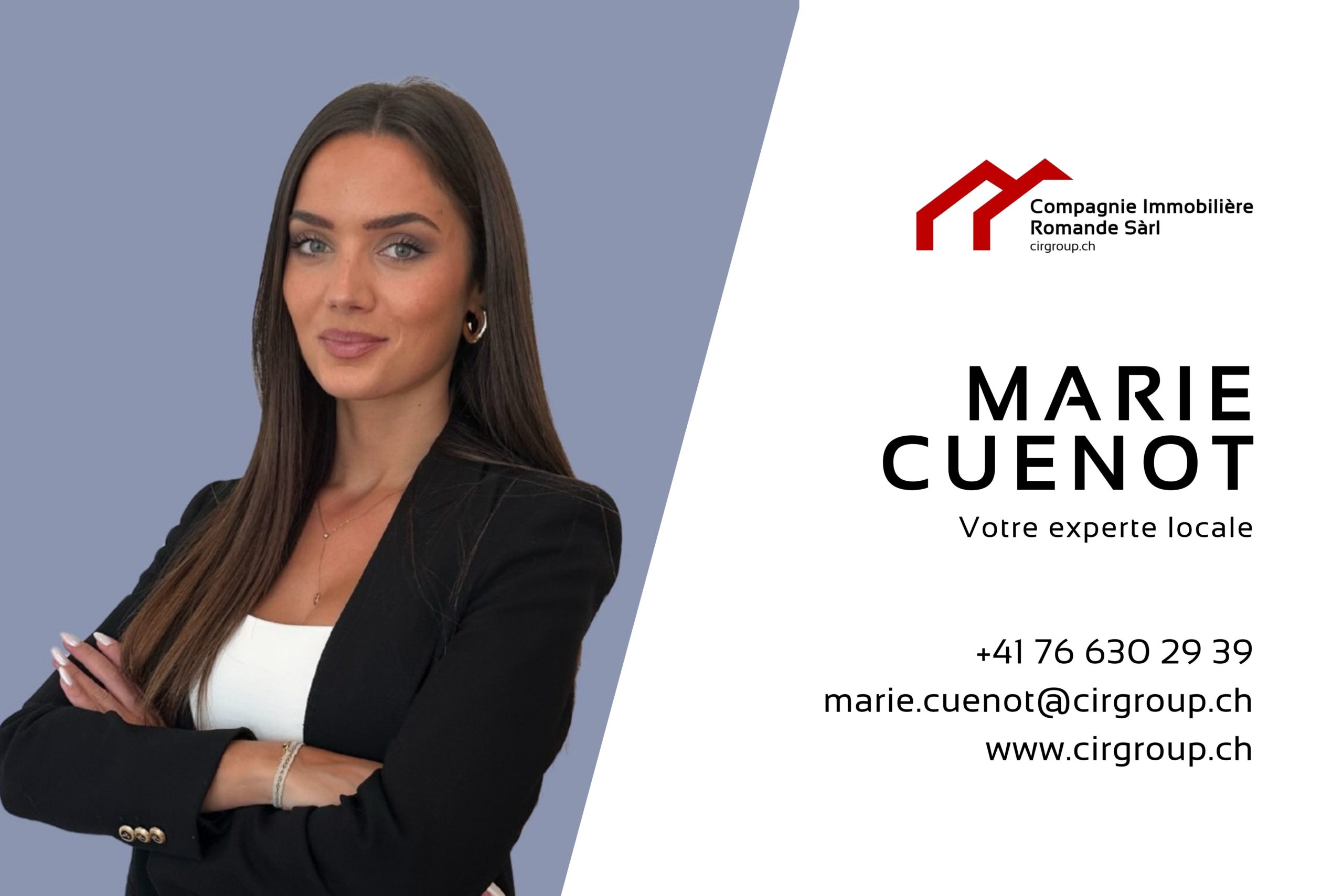Immobilien-Branding mit Porträt und Kontaktdaten